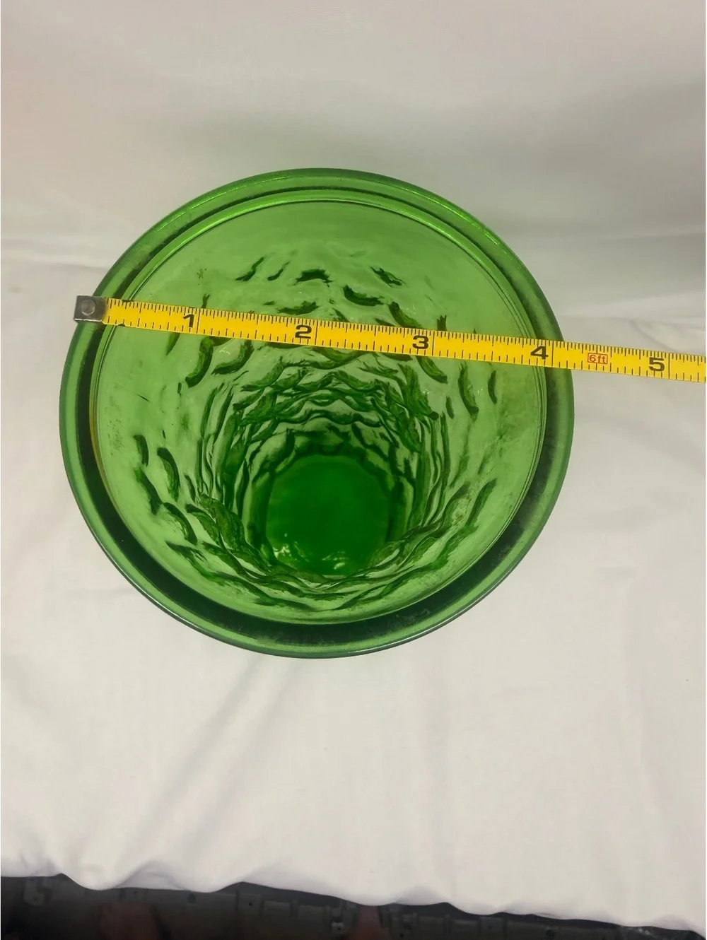 Vintage Hoosier Glass Emerald Green Bark Texture Vase 8.5